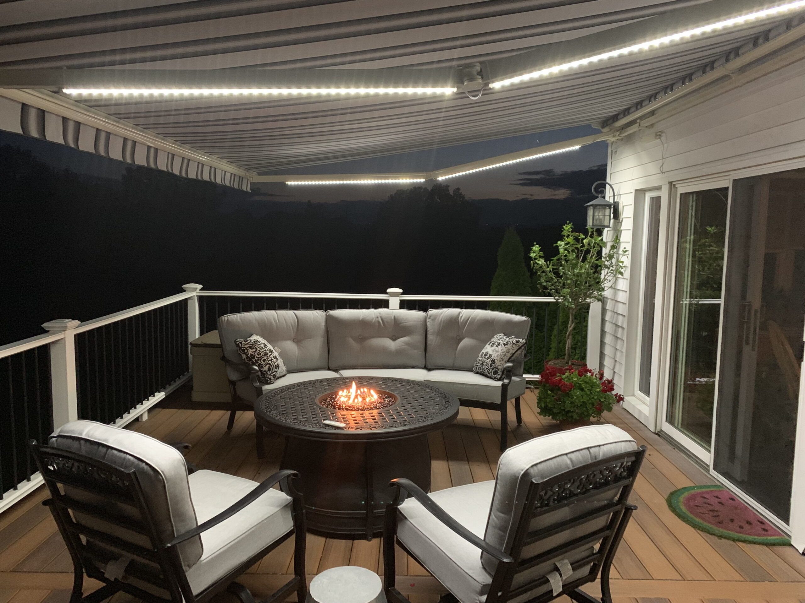awning residential deck night lights firepit 1095